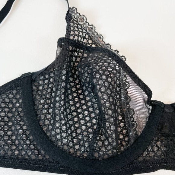 NWOT Victoria's Secret Bra 32D Unlined Demi Black Lace - Picture 3 of 11